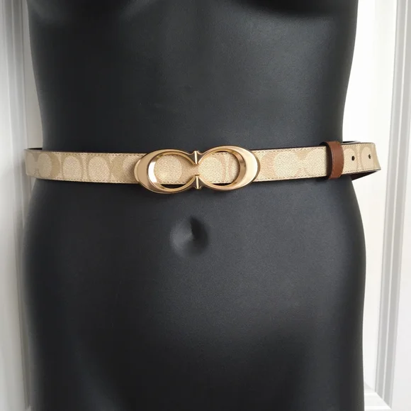 Coach-Elegant Gold and Tan Women's Belt - Picture 1 of 11